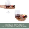 PICNIC TIME Heart Wine Appetizer Plates, Set of 4 Wooden Cocktail Plates with Glass Holder, Mini Charcuterie Boards for Wine and Cheese Parties, Acacia Cheese Board Serving Trays (Acacia Wood)