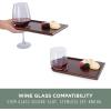 PICNIC TIME Rectangle Wine Appetizer Plates, Set of 4 Wooden Cocktail Plates with Glass Holder, Mini Charcuterie Boards for Wine and Cheese Parties, Acacia Cheese Board Serving Trays (Stained Wood)