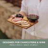 PICNIC TIME Rectangle Wine Appetizer Plates, Set of 4 Wooden Cocktail Plates with Glass Holder, Mini Charcuterie Boards for Wine and Cheese Parties, Acacia Cheese Board Serving Trays (Acacia Wood)
