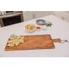 PICNIC TIME Tagliere Long Rectangular Charcuterie Board with Leather Loop, Acacia Wooden Cutting Board with Handle and Juice Groove, All-Purpose Serving Platter, Decorative Serving Plank (Acacia Wood)