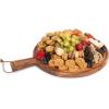 PICNIC TIME Tagliere Round Charcuterie Board with Leather Loop, Acacia Wooden Cutting Board with Handle and Juice Groove, All-Purpose Serving Platter, Decorative Serving Plank, (Acacia Wood)