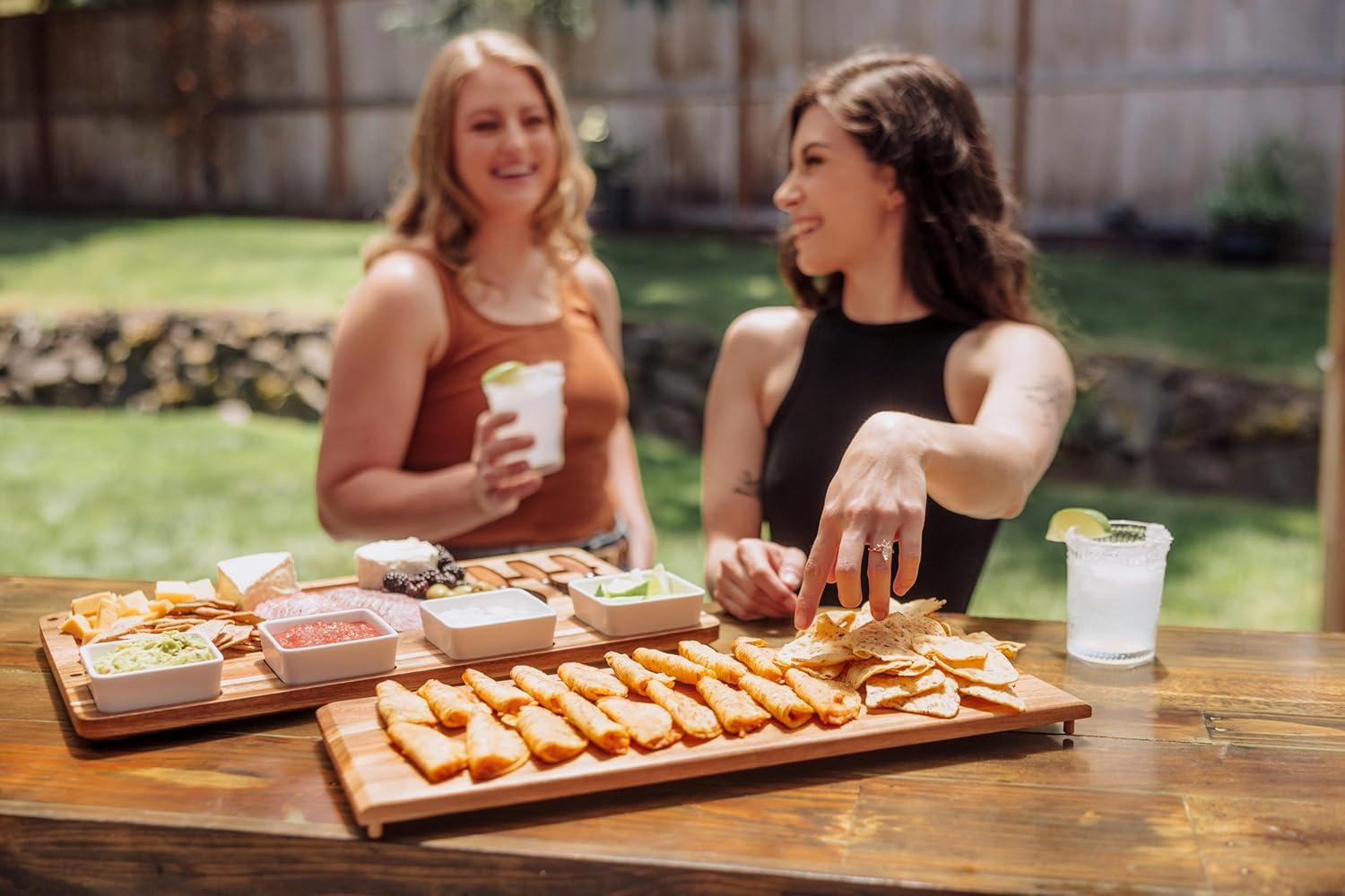 image:imagePICNIC TIME Picada Tapas amp Cheeseboard Set with Dip Bowls Novelty Charcuterie Board Set Durable Wood Serving Platter Cheese Knife Board Includes Removable Top with Hidden Tool Storage Acacia Wood