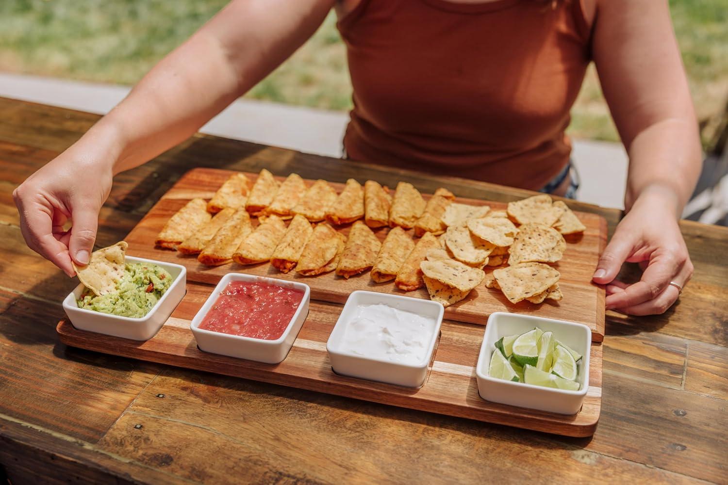 image:imagePICNIC TIME Picada Tapas amp Cheeseboard Set with Dip Bowls Novelty Charcuterie Board Set Durable Wood Serving Platter Cheese Knife Board Includes Removable Top with Hidden Tool Storage Acacia Wood