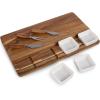 PICNIC TIME Picada Tapas & Cheeseboard Set with Dip Bowls, Novelty Charcuterie Board Set, Durable Wood Serving Platter, Cheese Knife Board Includes Removable Top with Hidden Tool Storage (Acacia Wood)