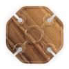 Picnic TIME Mesavino Wine Picnic Table for Charcuterie, Portable Charcuterie Board Folding Tray Table with 4 Wine Glasses Holder, Made of Beautiful Acacia Wood with Carved-Out Sections (Acacia Wood)