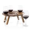 Picnic TIME Mesavino Wine Picnic Table for Charcuterie, Portable Charcuterie Board Folding Tray Table with 4 Wine Glasses Holder, Made of Beautiful Acacia Wood with Carved-Out Sections (Acacia Wood)