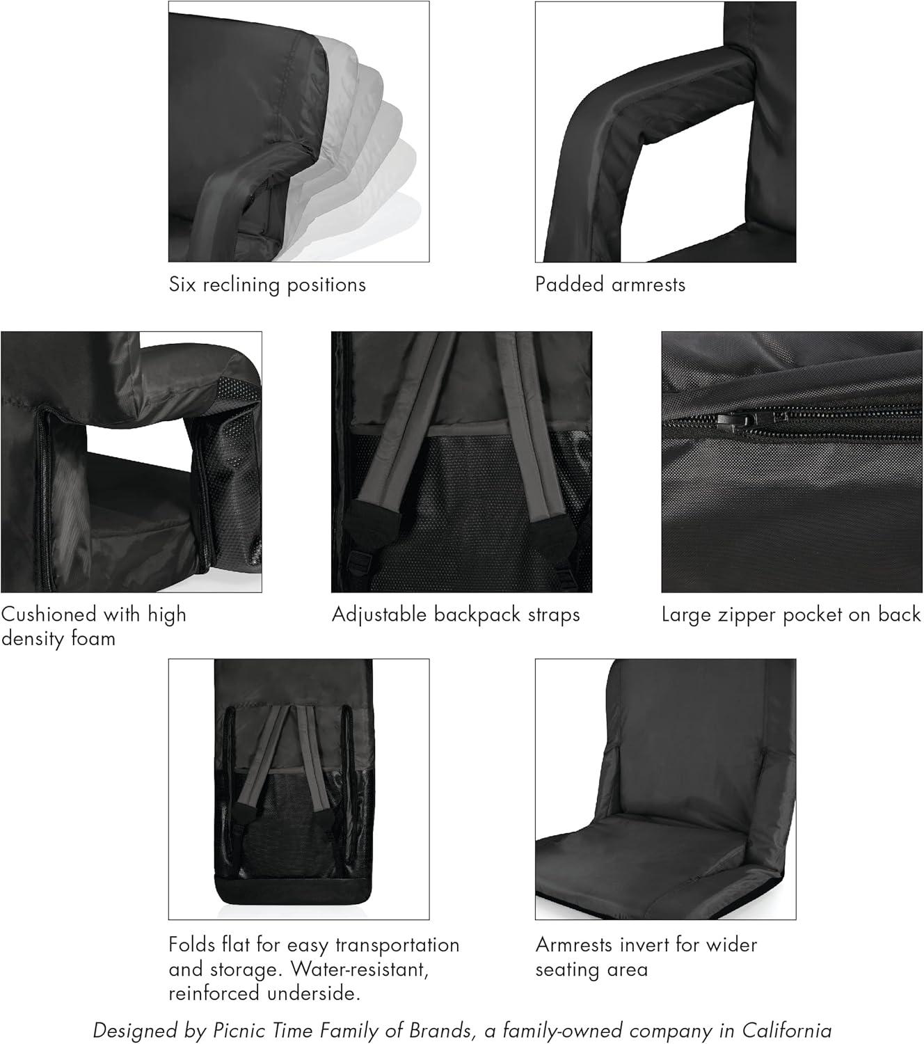 image:imagePICNIC TIME Disney Minnie Mouse Ventura Reclining Stadium Seat with Back Support Bleacher Seat Beach Floor Chair Red Disney Minnie Mouse Red 20 x 2 x 32Star Wars Darth Vader Black