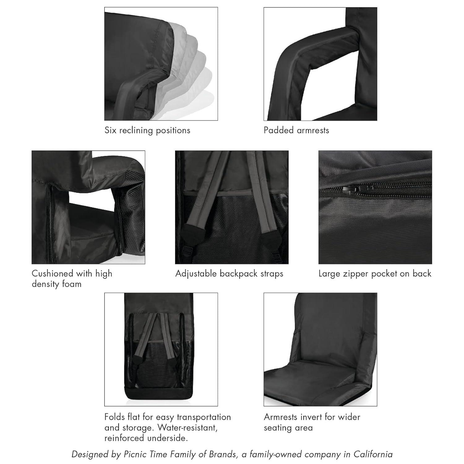 image:imagePICNIC TIME Red Atlanta Falcons Ventura Seat Portable Recliner ChairOne Size618001000242Seattle Seahawks Black