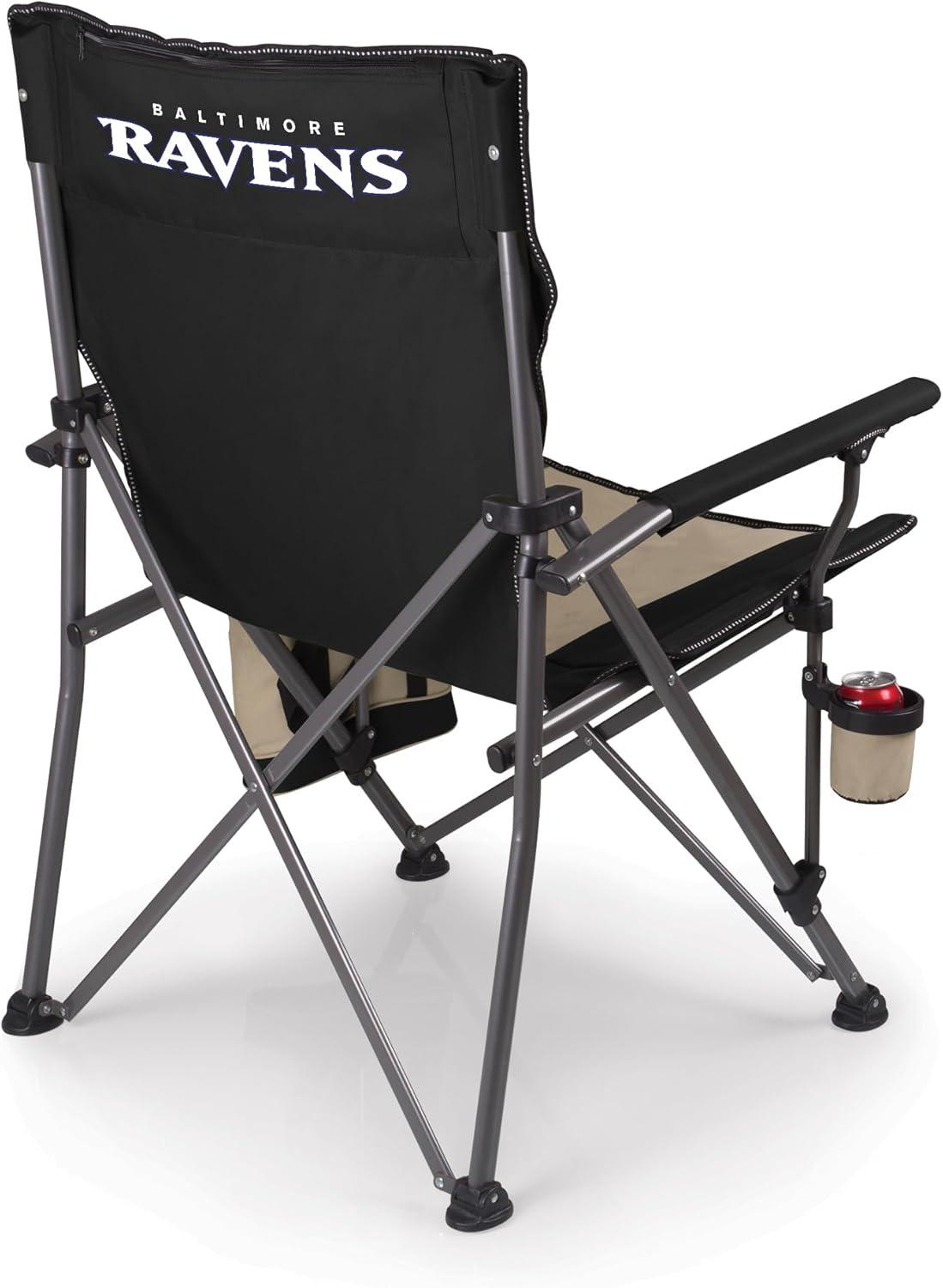 image:imagePicnic TIME NFL Baltimore Ravens Big Bear XXL Camp Chair with Cooler Heavy Duty Beach Chair 500 lb Capacity Camping Chair with Carry Bag Black