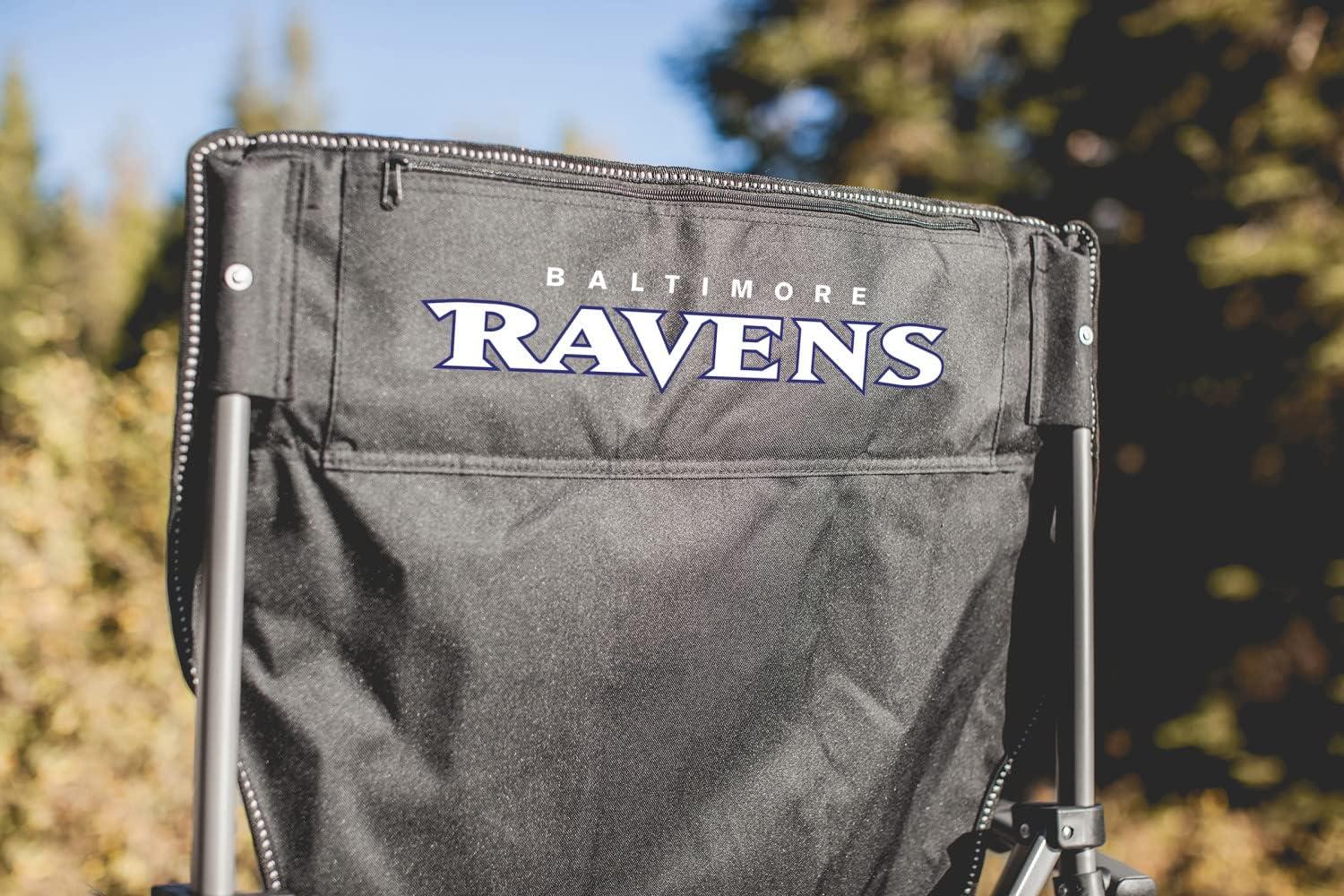 image:imagePicnic TIME NFL Baltimore Ravens Big Bear XXL Camp Chair with Cooler Heavy Duty Beach Chair 500 lb Capacity Camping Chair with Carry Bag Black