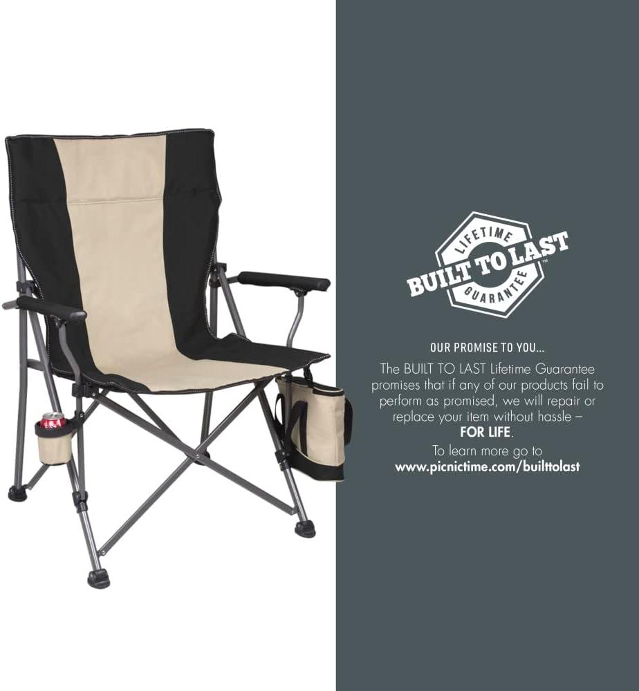 image:imagePicnic TIME NFL Baltimore Ravens Big Bear XXL Camp Chair with Cooler Heavy Duty Beach Chair 500 lb Capacity Camping Chair with Carry Bag Black