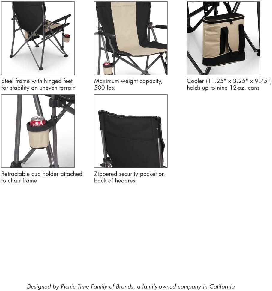 image:imagePicnic TIME NFL Baltimore Ravens Big Bear XXL Camp Chair with Cooler Heavy Duty Beach Chair 500 lb Capacity Camping Chair with Carry Bag Black