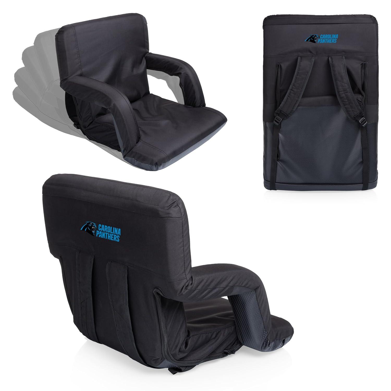 image:imagePicnic TIME NFL Carolina Panthers Ventura Reclining Stadium Seat with Back Support Bleacher Seat Beach Floor Chair Heathered GrayCarolina Panthers Black