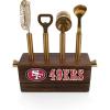 PICNIC TIME NFL Atlanta Falcons Sidecar 5-Piece Bar Tool Kit with Stand, Mixology Bartender and Travel Set with Cocktail Accessories, (Acacia Wood)