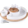 PICNIC TIME NFL Symphony Appetizer Serving Tray Set, Party Platter Set, Appetizer Plate, (Bamboo & White Ceramic)(Atlanta Falcons)