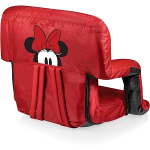 PICNIC TIME Disney Minnie Mouse Ventura Reclining Stadium Seat with Back Support, Bleacher Seat, Beach Floor Chair, (Red), Disney Minnie Mouse – Red, 20 x 2 x 32(Disney Minnie Mouse – Red)