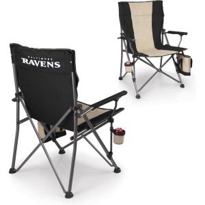 Picnic TIME NFL Baltimore Ravens Big Bear XXL Camp Chair with Cooler, Heavy Duty Beach Chair, 500 lb Capacity Camping Chair with Carry Bag, (Black)
