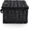 PICNIC TIME Classic Picnic Basket for 2, Romantic English-Style Wooden Wicker Basket with Deluxe Service for 2, Fully-lined Interior, Leatherette Lid-locking Buckle, and Carry Handle, (Black Willow)