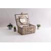 PICNIC TIME Classic Picnic Basket for 2, Romantic English-Style Wooden Wicker Basket with Deluxe Service for 2, Fully-lined Interior, Leatherette Lid-locking Buckle, and Carry Handle, (Beige Canvas)
