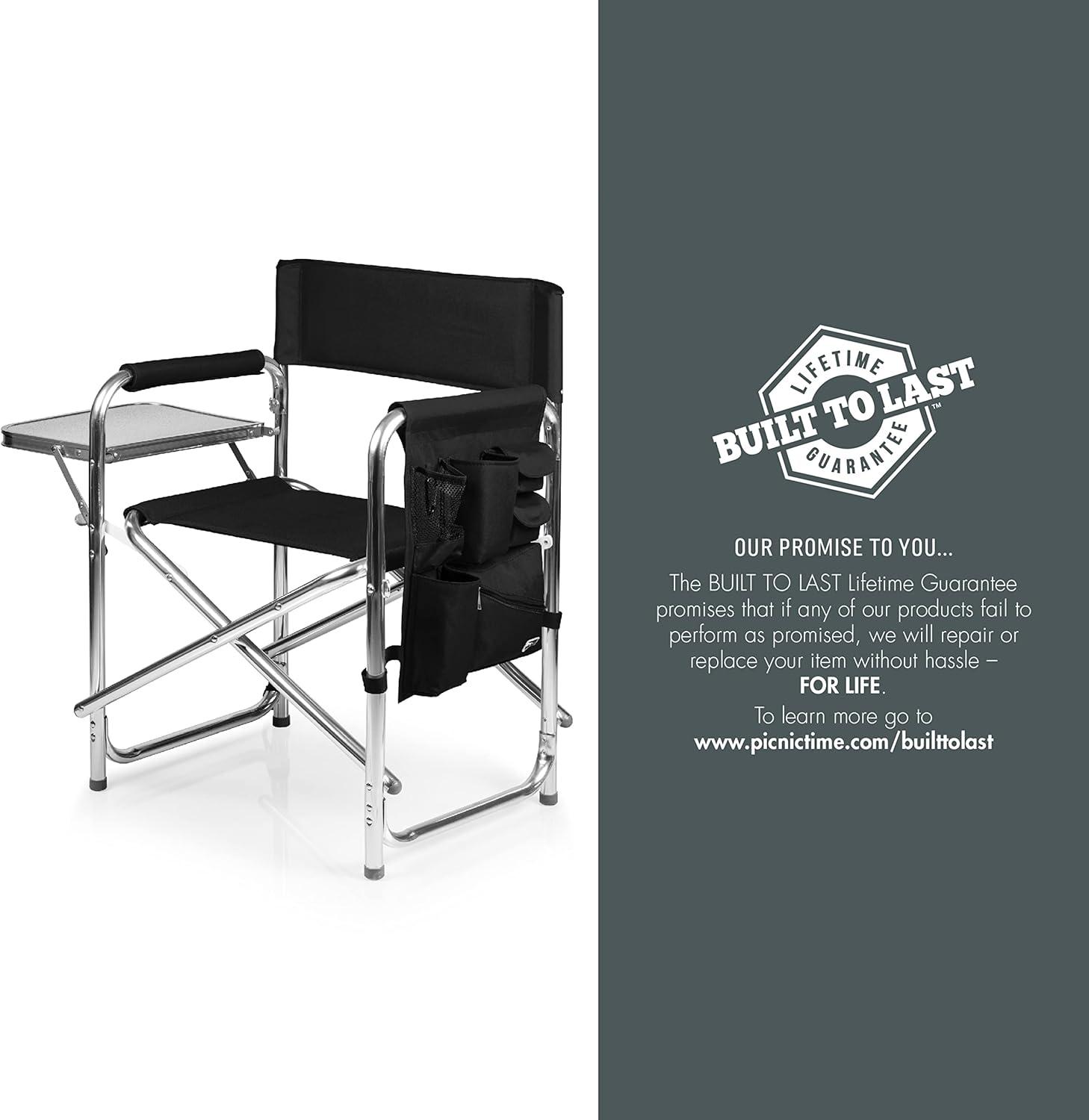 image:imagePICNIC TIME NCAA Alabama Crimson Tide Sports Chair with Side Table Beach Chair Camp Chair for Adults BlackBlack