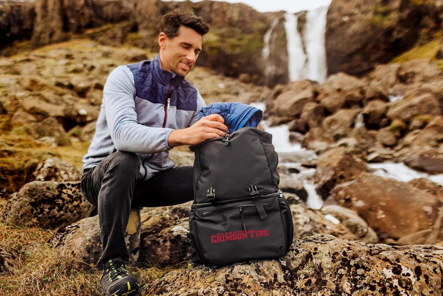 image:imagePICNIC TIME NCAA Alabama Crimson Tide Tarana Backpack Cooler Made with Recycled Material Soft Cooler Backpack Upcycled Cooler Bag Carbon Black
