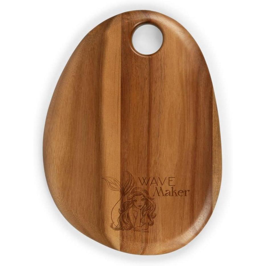 image:imagePICNIC TIME Disney Little Mermaid Pebble Serving Board Ariel Inspired Acacia Wood Charcuterie and Cheese Board with Hanging Cutout for Entertaining and Display Natural Brown