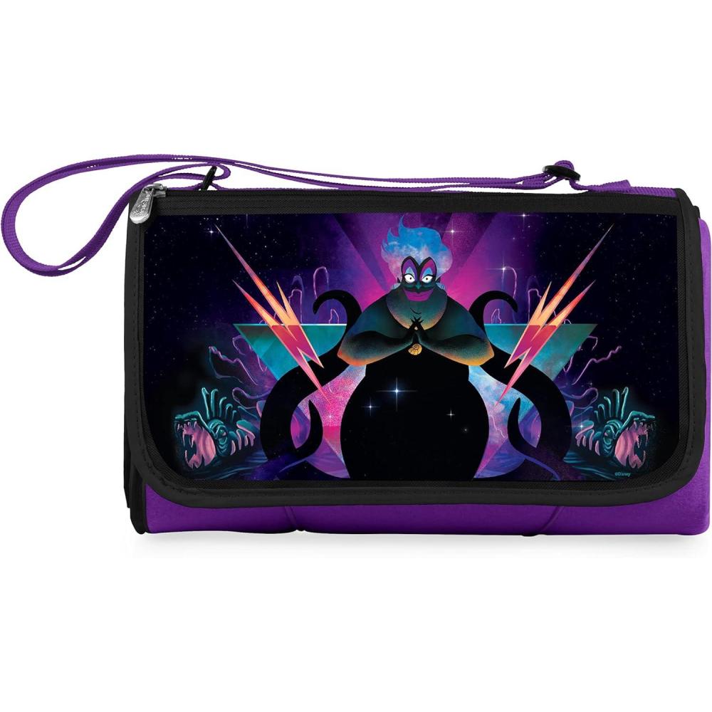 image:imagePICNIC TIME Disney The Little Mermaid Ursula Blanket Tote Picnic Blanket Folding Outdoor Beach and Camping Blanket with Carry Tote and Zipper Pocket Water Resistant Fleece Purple with Black Flap