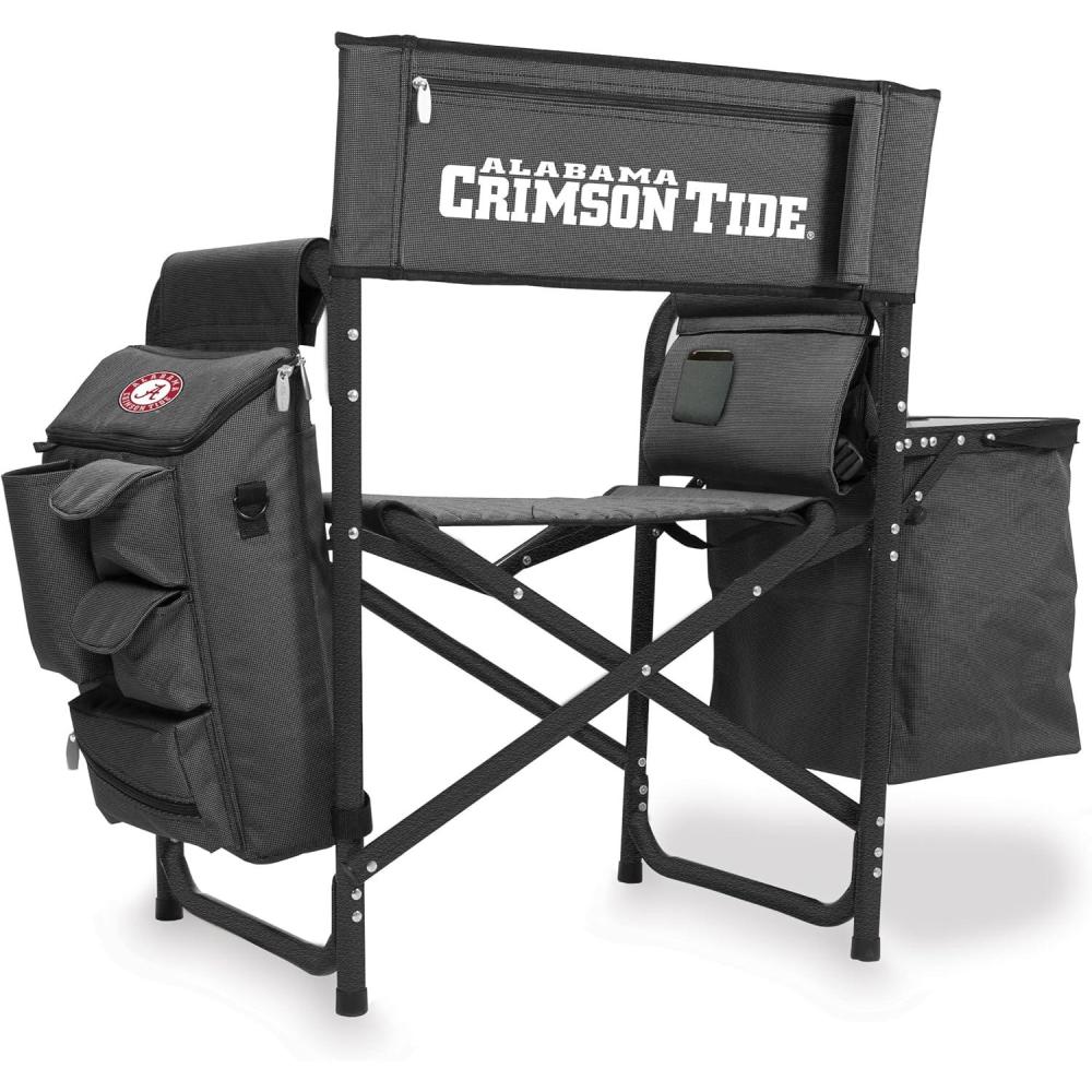 image:imagePICNIC TIME NCAA Alabama Crimson Tide Fusion Camping Chair with Side Table and Soft Cooler Beach Chair for Adults Lawn Chair Dark Gray with Black Accents