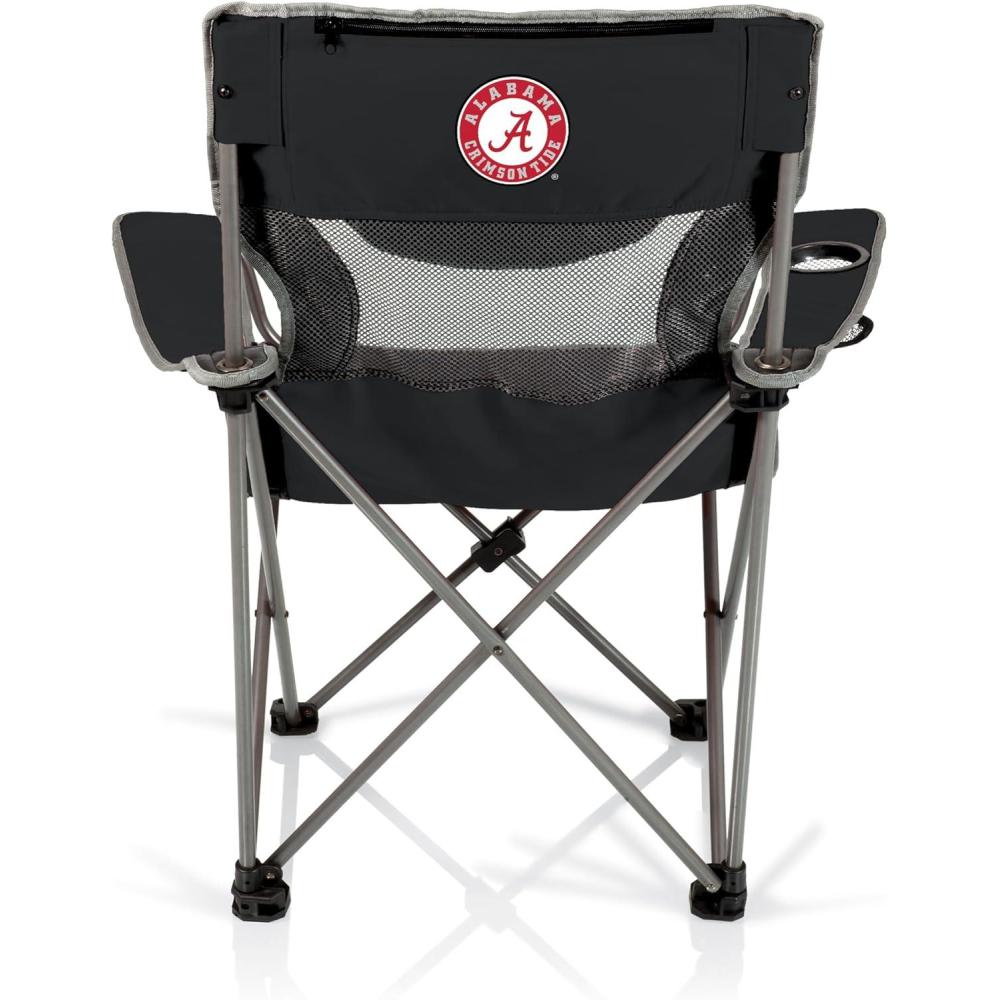 image:imagePicnic TIME NCAA Alabama Crimson Tide Campsite Camping Chair Picnic Chair Outdoor Folding Chair with Carry Bag Beach Chair Black with Gray AccentsAlabama Crimson Tide