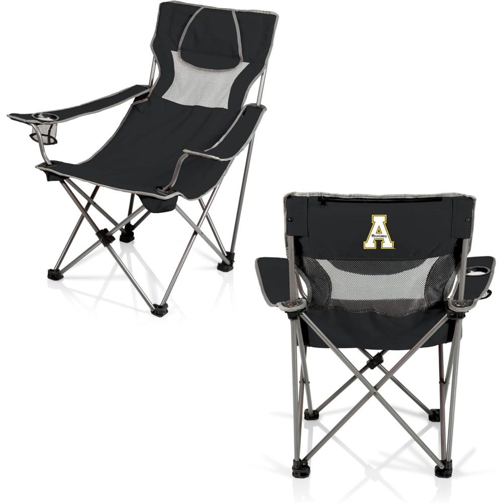 image:imagePicnic TIME NCAA Alabama Crimson Tide Campsite Camping Chair Picnic Chair Outdoor Folding Chair with Carry Bag Beach Chair Black with Gray AccentsApp State Mountaineers