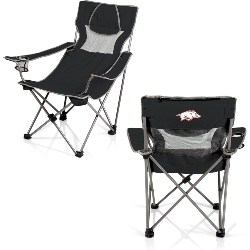 image:imagePicnic TIME NCAA Alabama Crimson Tide Campsite Camping Chair Picnic Chair Outdoor Folding Chair with Carry Bag Beach Chair Black with Gray AccentsArkansas Razorbacks