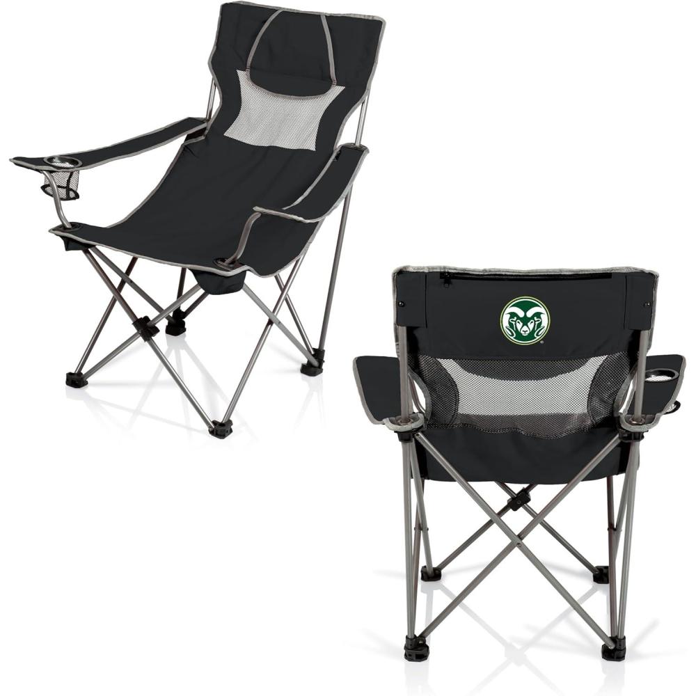 image:imagePicnic TIME NCAA Alabama Crimson Tide Campsite Camping Chair Picnic Chair Outdoor Folding Chair with Carry Bag Beach Chair Black with Gray AccentsColorado State Rams