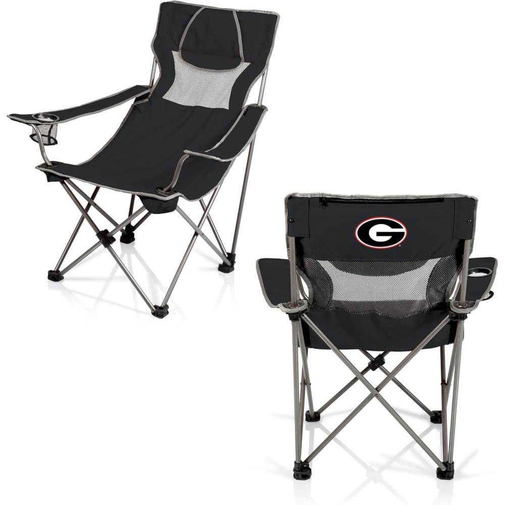 image:imagePicnic TIME NCAA Alabama Crimson Tide Campsite Camping Chair Picnic Chair Outdoor Folding Chair with Carry Bag Beach Chair Black with Gray AccentsGeorgia Bulldogs