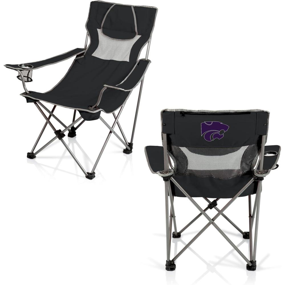 image:imagePicnic TIME NCAA Alabama Crimson Tide Campsite Camping Chair Picnic Chair Outdoor Folding Chair with Carry Bag Beach Chair Black with Gray AccentsKansas State Wildcats