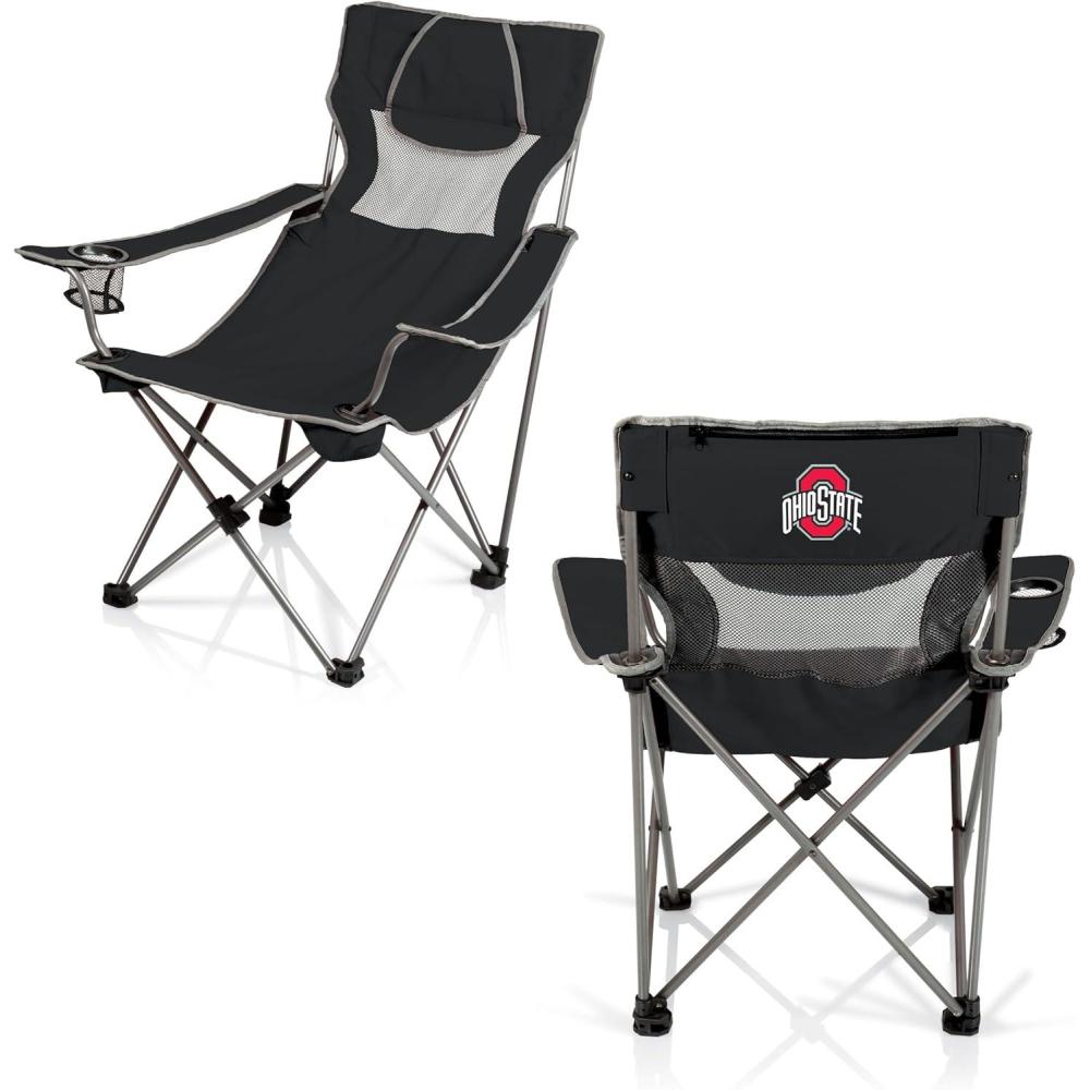 image:imagePicnic TIME NCAA Alabama Crimson Tide Campsite Camping Chair Picnic Chair Outdoor Folding Chair with Carry Bag Beach Chair Black with Gray AccentsOhio State Buckeyes