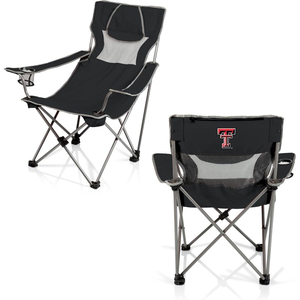 image:imagePicnic TIME NCAA Alabama Crimson Tide Campsite Camping Chair Picnic Chair Outdoor Folding Chair with Carry Bag Beach Chair Black with Gray AccentsTexas Tech Red Raiders