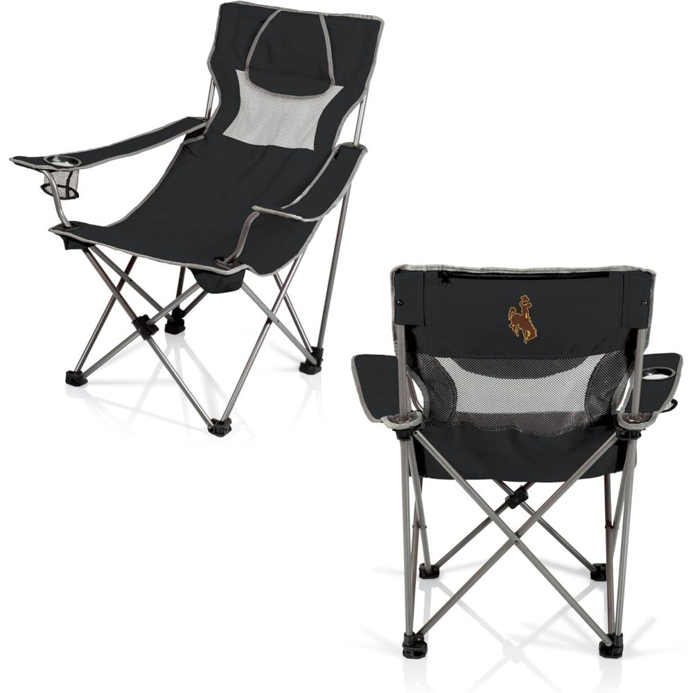 image:imagePicnic TIME NCAA Alabama Crimson Tide Campsite Camping Chair Picnic Chair Outdoor Folding Chair with Carry Bag Beach Chair Black with Gray AccentsWyoming Cowboys