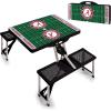 PICNIC TIME NCAA Alabama Crimson Tide Folding Picnic Table with 4 Seats, Camping Table, Outdoor Table with Umbrella Hole, (Black – Football Field)