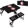 PICNIC TIME NCAA Alabama Crimson Tide Folding Picnic Table with 4 Seats, Camping Table, Outdoor Table with Umbrella Hole, (Black)