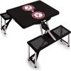 PICNIC TIME NCAA Alabama Crimson Tide Folding Picnic Table with 4 Seats, Camping Table, Outdoor Table with Umbrella Hole, (Black)