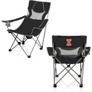 Picnic TIME NCAA Alabama Crimson Tide Campsite Camping Chair, Picnic Chair, Outdoor Folding Chair with Carry Bag, Beach Chair, (Black with Gray Accents)(Illinois Fighting Illini)