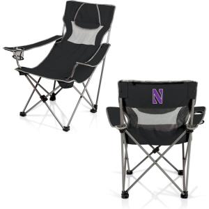 Picnic TIME NCAA Alabama Crimson Tide Campsite Camping Chair, Picnic Chair, Outdoor Folding Chair with Carry Bag, Beach Chair, (Black with Gray Accents)(Northwestern Wildcats)