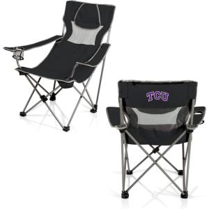 Picnic TIME NCAA Alabama Crimson Tide Campsite Camping Chair, Picnic Chair, Outdoor Folding Chair with Carry Bag, Beach Chair, (Black with Gray Accents)(TCU Horned Frogs)