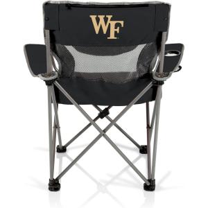 Picnic TIME NCAA Alabama Crimson Tide Campsite Camping Chair, Picnic Chair, Outdoor Folding Chair with Carry Bag, Beach Chair, (Black with Gray Accents)(Wake Forest Demon Deacons)