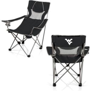 Picnic TIME NCAA Alabama Crimson Tide Campsite Camping Chair, Picnic Chair, Outdoor Folding Chair with Carry Bag, Beach Chair, (Black with Gray Accents)(West Virginia Mountaineers)