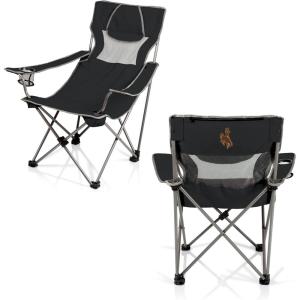 Picnic TIME NCAA Alabama Crimson Tide Campsite Camping Chair, Picnic Chair, Outdoor Folding Chair with Carry Bag, Beach Chair, (Black with Gray Accents)(Wyoming Cowboys)