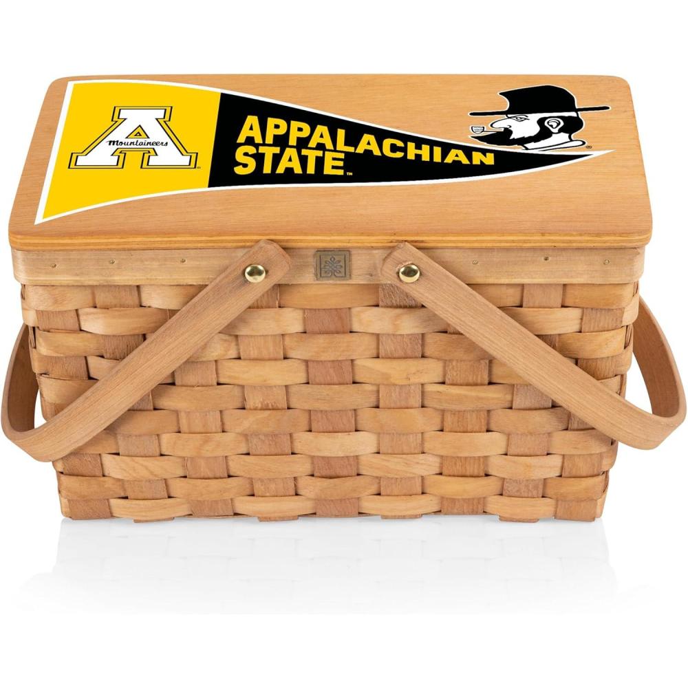 image:imagePICNIC TIME NCAA App State Mountaineers Poppy Personal Picnic Basket Insulated Lunch Bag Retro Lunch Box Beige