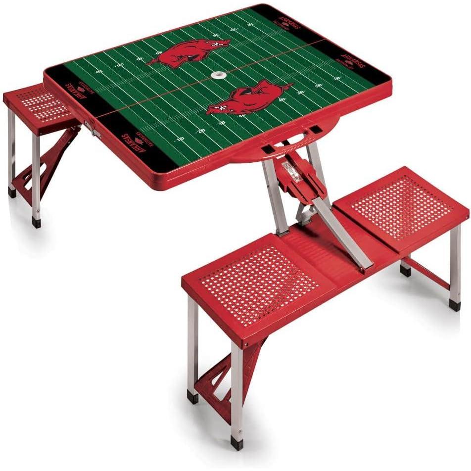 image:imagePICNIC TIME NCAA Arkansas Razorbacks Football Field Folding Picnic Table Camping Table Outdoor Table with Umbrella Hole Red