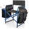 PICNIC TIME NCAA Arkansas Razorbacks Fusion Camping Chair with Side Table and Soft Cooler – Beach Chair for Adults – Lawn Chair(Dark Gray With Blue Accents)