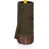 PICNIC TIME NCAA Malbec Insulated Canvas and Willow Wine Bottle Basket, Wine Tote, Wine Gift Bag, (Khaki Green with Beige Accents)(Arkansas Razorbacks)